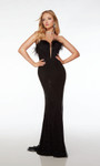 Alyce Paris 61716 Crystal Mesh Feathers Strapless Long Dress