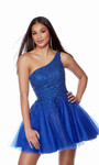 Alyce Paris 3150 Floral Lace Tulle One Shoulder Short Dress
