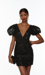 Alyce Paris 4495 Sequins Tulle Plunging Neck Short Dress
