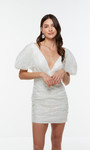 Alyce Paris 4495 Sequins Tulle Plunging Neck Short Dress