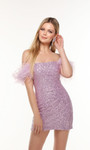 Alyce Paris 4498 Sequins feathers Strapless Short Dress