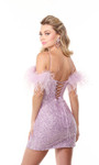 Alyce Paris 4498 Sequins feathers Strapless Short Dress