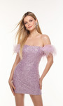 Alyce Paris 4498 Sequins feathers Strapless Short Dress