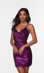 Alyce Paris 4532 Metallic Stretch V-neck Formal Short Dress