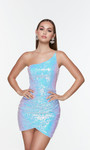 Alyce Paris 4550 Sequins One Shoulder Straight Short Dress