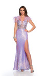 Dave and Johnny 11175 Sequin Feather Straps Long Dress