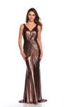 Dave and Johnny 11533 Metallic Low V-Neck Sleeveless Dress