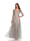 Dave & Johnny 11606 Sweetheart Neckline Sheer Sleeves Dress