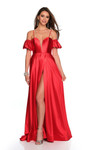 Dave and Johnny 11228 V-neck Puff Off Shoulder Sleeves Dress