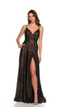 Dave & Johnny 11278 Sequin V-neckline Sleeveless Long Dress