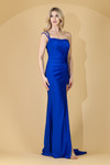 Amelia Couture AC0013 Sleeveless Asymmetric Neck Long Dress