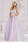Amelia Couture 7044 Polyester Satin Mesh Embroidery Dress