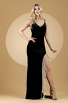 Amelia Couture BZ9015V Velvet Sleeveless V-Neck Long Dress