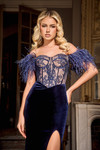 Portia and Scarlett PS24044 Velvet Strapless Feathers Dress