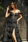 Portia and Scarlett PS24525 Tulle Off Shoulder Fitted Dress