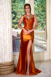 Portia and Scarlett PS24684 Satin V-Neck Sleeveless Dress