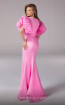 MNM Couture F02824 Illusion V-neck Floral Sleeve Dress