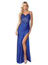 Dancing Queen 4432 Beaded Sheer Bodice High Slit Long Gown