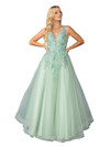 Dancing Queen 4430 Tulle Floral Applique Sleeveless Gown