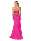 Dancing Queen 4434 Satin Beaded Tank Bodice Side Slit Gown