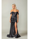 Dancing Queen 4382 Satin Draped Sleeves Off-Shoulder Gown