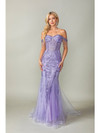 Dancing Queen 4365 Off-shoulder Straps Beaded Mermaid Gown