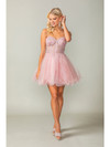 Dancing Queen 3382 Glitter Accents Lace Bodice Short Dress