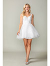 Dancing Queen 3377 Lace Embellished V-Neck Tulle Short Dress