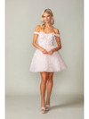 Dancing Queen 3366 Sequined Lace Off-Shoulder Short Dress