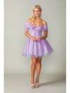 Dancing Queen 3363 Sequined Sheer Puff Sleeves Short Dress