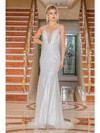 Dancing Queen 0219 Embellished Sheath V-Neck Bridal Gown