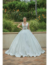 Dancing Queen 0166 Plunging V-Neck Embroidery Wedding Gown