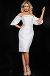 Jovani 23397 Straight Neck Off Shoulder Knee Length Dress