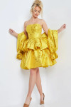 Jovani 23743 Straight Neck Fit & Flare Strapless Short Dress