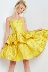 Jovani 23743 Straight Neck Fit & Flare Strapless Short Dress