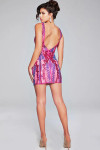 Jovani 36784 Embellished Mesh Low V-neck Short Dress