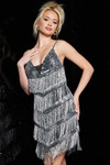 Jovani 09664 Illusion Neckline Sleeveless Fringe Short Dress