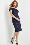 Jovani 09767 Floral embroidered Knee Length Fitted Dress