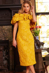 Jovani 23848 Jacquard Off Shoulder Ruffle Neckline Dress