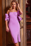 Jovani 38078 Scuba Off Shoulder Knee Length Cocktail Dress