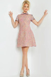 Jovani M68930 Beaded Short Sleeves High Neck Short Dress