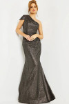Jovani 06751 Metallic Jacquard One-Shoulder Ruched Dress