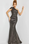 Jovani 06751 Metallic Jacquard One-Shoulder Ruched Dress