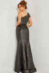 Jovani 06751 Metallic Jacquard One-Shoulder Ruched Dress