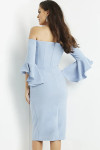 Jovani 07066 Crepe Strapless Bell Sleeves Knee Length Dress