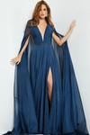 Jovani 07928 Illusion V-neckline Ruched Long Dress