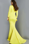 Jovani 07934 Three-Quarter Sleeves V-Neckline Ruffles Dress