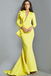 Jovani 07934 Three-Quarter Sleeves V-Neckline Ruffles Dress