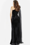 Jovani 08116 Velvet Organza One Shoulder Sheath Long Dress