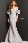 Jovani 08361 Off Shoulder Straight Neck Puffy Sleeve Gown